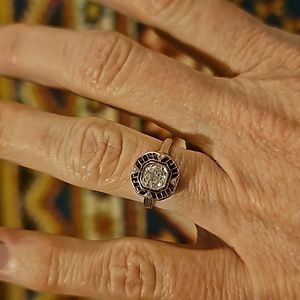 14k white gold diamond Victorian ring
